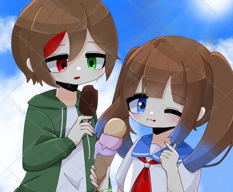 SNSアイコンや1枚絵などを制作します 修正無制限！個性的で可愛いイラストをお探しの方に！ イメージ1