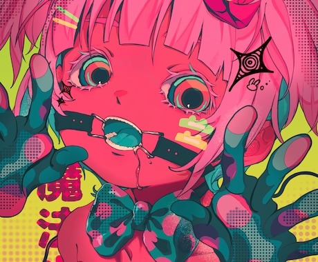 キャラクターの個性溢れる一枚絵を制作します ポップなものからホラーなものまで様々なイラストを描きます。 イメージ1