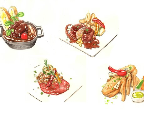 アナログで料理イラスト描きます もと飲食人が書くアナログだから出るあじ❗ イメージ2