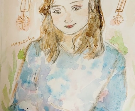 優しい雰囲気の似顔絵を制作します やさしいタッチの手描き水彩似顔絵 イメージ2