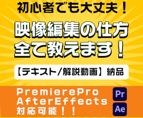 初心者でも大丈夫！映像編集の仕方全て教えます 【テキスト/解説動画納品】Premiere・AEの使い方！！ イメージ1