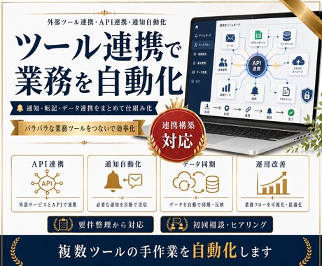 外部ツール連携で業務を自動化します 通知・転記・データ連携を仕組み化します イメージ1