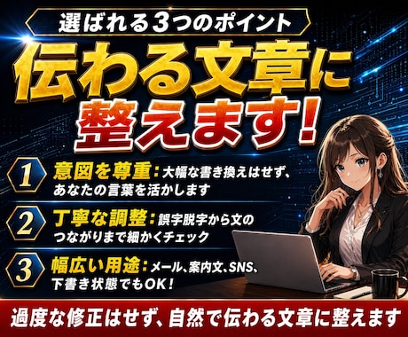 文章に不安がある方の文章確認・調整サポートをします 文章に不安を感じたら一度ご相談ください イメージ2