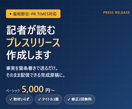 PR TIMES対応プレスリリース作成します 箇条書きを送るだけ。記者に届く完成原稿に仕上げます イメージ1
