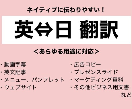 海外在住者が　日本語⇔英語　翻訳します 動画の字幕からビジネス文書まで多様な用途に対応！ イメージ1