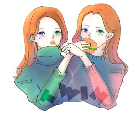 食べ物とかわいいキャラを描きます キャラクターが好きな食べ物を食べるシーンをイメージ イメージ2