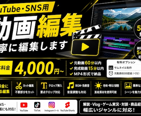 YouTube・SNS用の動画を丁寧に編集します 基本編集込み4,000円で対応 イメージ2