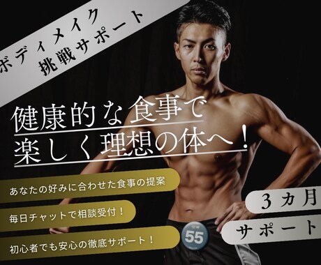 3ヶ月フィジーク競技者がボディメイクサポートします 食事•トレーニングメニュー作成で目標を達成 イメージ1