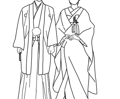 写真をもとに描く ブライダル線画イラスト作製します 結婚式や記念日に。大切な時を繊細で上品な線で美しく残します。 イメージ2