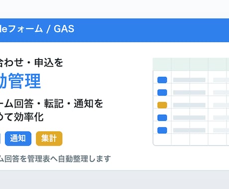 フォームの問い合わせ管理を自動化します 転記・通知・管理表作成まで対応 イメージ1