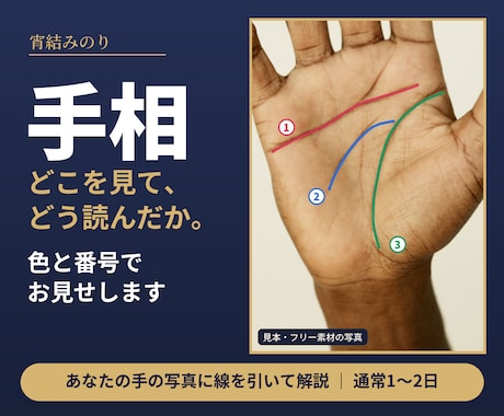 画像付き手相鑑定で恋愛・仕事・金運を読み解きます イメージ1