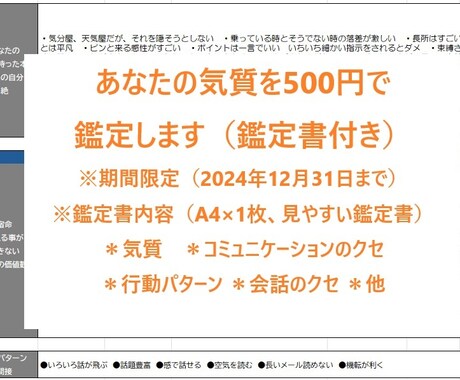 500円で個性鑑定書を進呈（お試し版）します 生年月日から、あなたの基本的な気質を鑑定します イメージ1