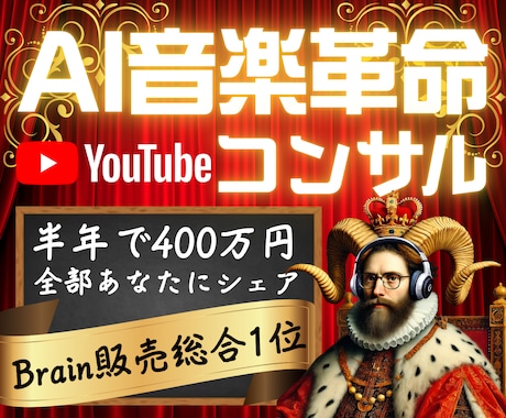 AI音楽特化YouTubeチャンネルコンサルします Brain総合1位！BGMチャンネル収益化全力サポート イメージ1