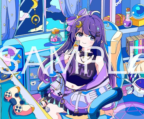 背景込みのカラフルなイラストを描きます 一枚絵、サムネイルなど制作します イメージ2