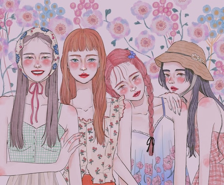商用OK.ガーリーなカラーイラスト描きます アナログチックなレトロでオシャレなカラーイラストです。 イメージ2