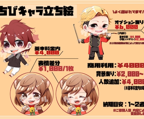 SNS/グッズ用ちびキャライラストオーダー承ります ＼アイコンにも 