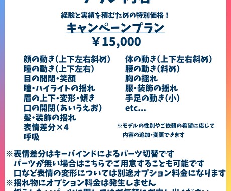先着1名様に格安でLive2Dモデリング承ります 高可動・高品質なLive2Dモデルをお安く提供します！！ イメージ2