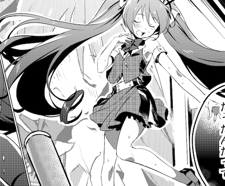 キャラクター全身【モノクロ】承ります シャープでメリハリのあるカラーバランスの白黒絵を制作 イメージ2