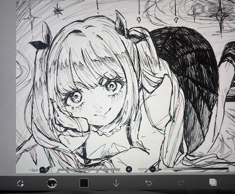 デジタルのダークなモノクロイラストを作成します 可愛いイラストからダークな雰囲気まで幅広く描けます！ イメージ2