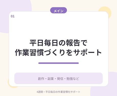 創作・副業・発信・勉強の作業習慣化サポートします 平日毎日作業報告に伴走！報告先があるから1人作業が進む イメージ2
