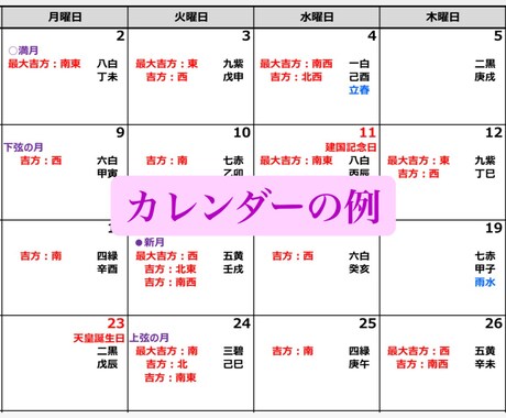 あなただけの吉方位カレンダーを作成します 吉方位という言葉は、その人にとって運気が上がるとされる方向 イメージ2