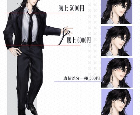 低彩度で自然な色気のある男性をお描きします 深みのある表現を大切に体温を感じるイラストを制作いたします。 イメージ2