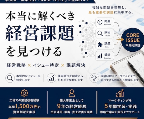 本質的な経営課題を特定します 「本当に解くべき課題」を一緒に見つけます イメージ1