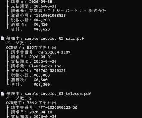 請求書OCR&会計ソフト連携を自動化します インボイス対応!月100枚の経理入力を瞬時にデータ化 イメージ2