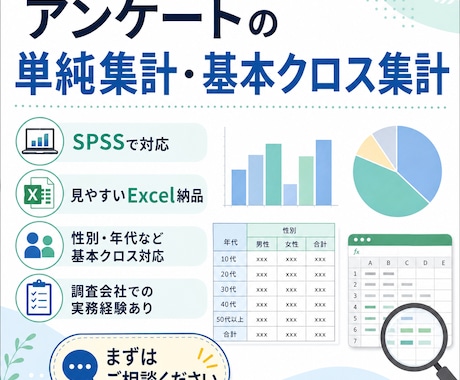 アンケートの単純集計・基本クロス集計を行います イメージ1
