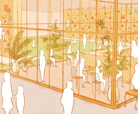 手描きのあたたかい建築スケッチパース描きます 写真とは違う味のあるパースで空間のイメージをわかりやすく！ イメージ1