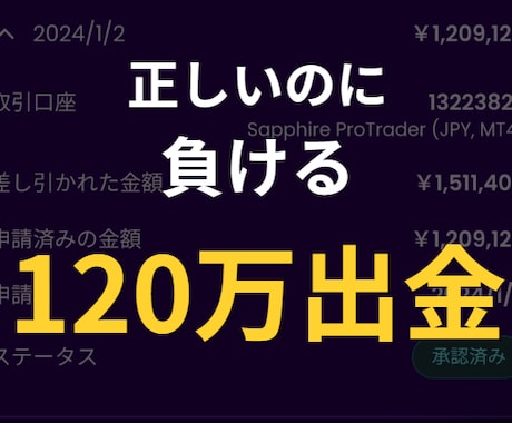 120万出金して分かった正しい人ほど負けます エントリーの場所がズレる本当の理由を教えます イメージ1