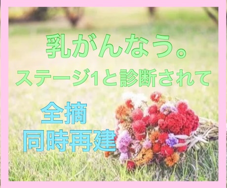 乳がんなう*3日間⭐️無制限お気持ちに寄り添います *ステージ1でも全摘＋同時再建を選択した理由*お話しします＊ イメージ1