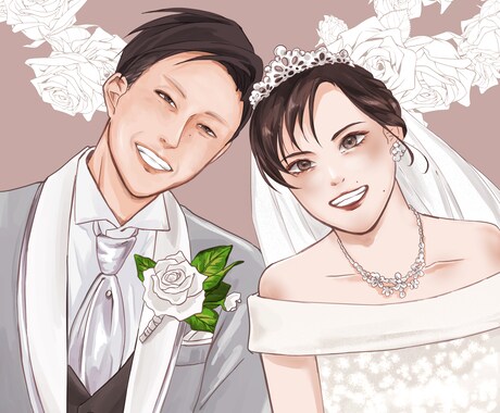 イラスト風の似顔絵を作成します 結婚式や色紙、特別なプレゼントの添え物にインパクトを！ イメージ2