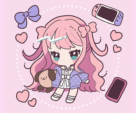 小物ひとつ料金内！ファンシーなSDキャラ描きます グッズやサムネイルに使える！かわいいSDキャラ！ イメージ1