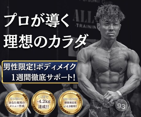 貴方のボディメイクをプロが1週間徹底サポートします トレーニング歴8年！プロ考案の最短で結果が出るボディメイク術 イメージ1