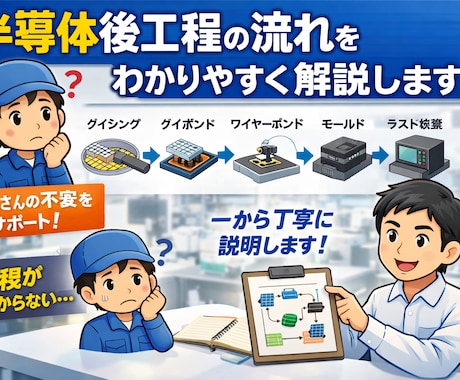 半導体後工程の流れを新人向けに説明しますます 工程の意味・仕事の流れを現場経験でわかりやすく説明します イメージ2