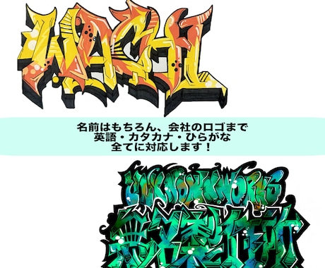 オリジナルのグラフィティアート・ロゴを制作します あなたの名前・ロゴをストリート風グラフィティにします イメージ2