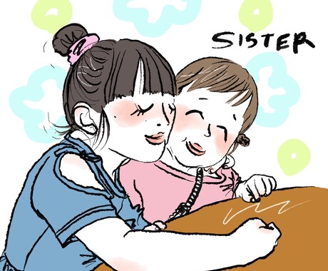 家族・子どもの思い出を絵本風イラストにします 家族・子どもの大切な思い出写真を手描き風イラストに イメージ2