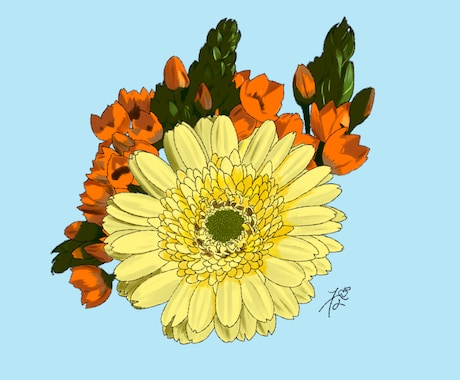 花束のイラスト描きます あなたのために購入した花束をイラストにおこします。 イメージ2