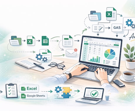 Excel・スプシの自動化／業務効率化を行います 業務(作業)に寄り添い、理想を具体化→ツールに落とし込みます イメージ1