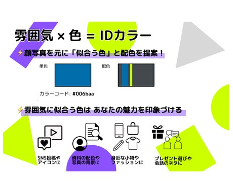 IDカラー診断！お顔から「似合う色」を提案します あなたの魅力を印象づける1色、探してみませんか？ イメージ2