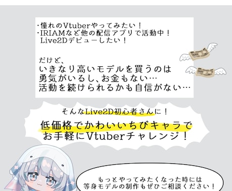 ふわふわ❤ちびキャラLive2Dモデル制作します 手軽にLive2Dデビュー！動画マスコット/企業キャラにも◎ イメージ2