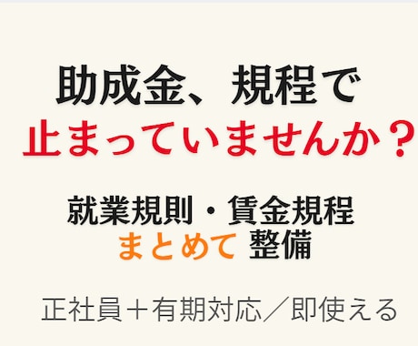 助成金対応の就業規則・賃金規程を整備します 助成金と労務リスクに強い就業規則を一括整備 イメージ1