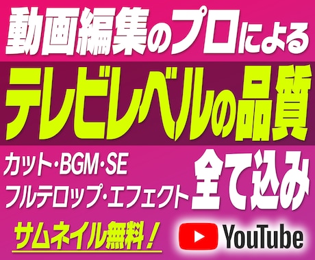 フルテロップ込みで高品質な動画編集を代行します サムネ無料！美しく見やすく飽きさせない動画編集をします イメージ1
