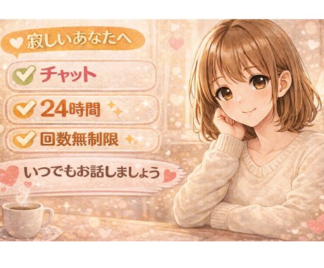 寂しい夜に。24時間チャットで寄り添います 「誰かに話を聞いてほしい」そんな時のチャットです。 イメージ1