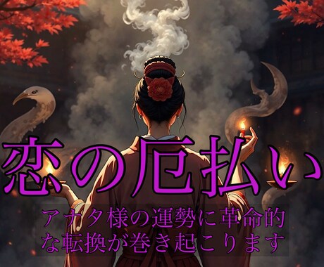 アナタ様の恋の障害原因を根本から完全に取り祓います 。ご自身の想いと裏腹な結果が出てしまう事にお悩みのアナタ様へ イメージ1