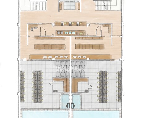 現役建築学生が、手書きの温かい図面着色を作成します 現役の建築学生(大3)が、映える手書き調な図面着色を行います イメージ2