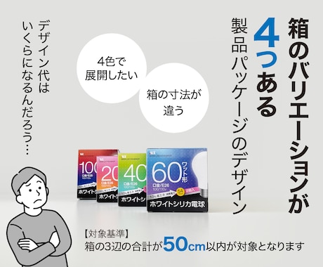 色違いやサイズ違いのパッケージデザインします イメージ1