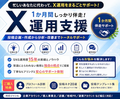 X運用支援｜1か月サポートします X運用歴15年｜投稿作成から分析改善まで対応 イメージ1