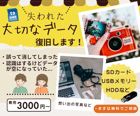 データ復旧〜失われた大切なデータを復元します 誤って削除してしまった想い出をもう一度あなたの手元に イメージ1